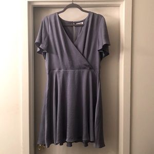 NWOT blue satin Express short sleeve skater dress